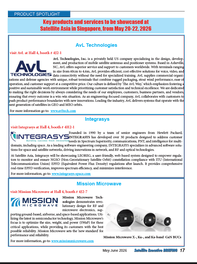 Product and Services MarketPlace Guide to Stellite Asia 2026
