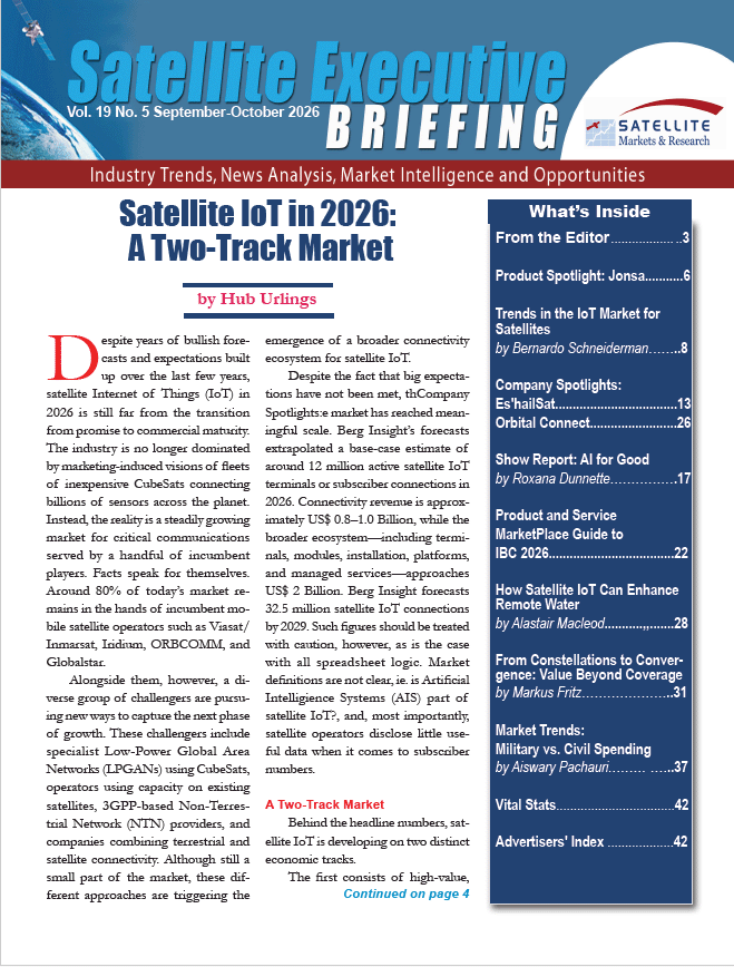 The September-October 2026 issue of the Satellite Executive Briefing magazine